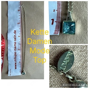 modeschmuck kette damen blauer Anhänger 