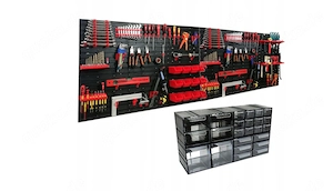BESTDEAL Werkzeugwand 240x80cm komplett Set mit extra Sortierboxen
