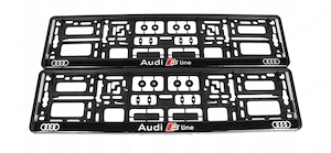 2x ORIGINAL Kennzeichenhalter fuer Audi S Line UV Druck witterungsbestaendig Sline