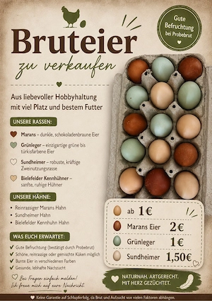Bruteier zu verkaufen Grünleger Marans Sundheimer Bielefelder Kennhuhn Gute Befruchtung