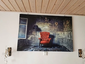 Holz Bild - Der Rote Sessel 1,20 x 80