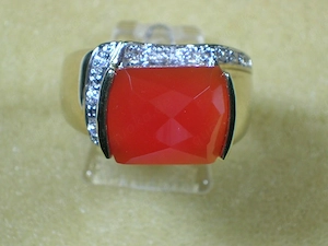 NEU: Ring massiv 333 Gold Größe 18 - 56,5 Karneol + Diamanten