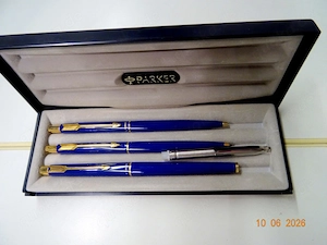 Parker Sonnet Lacquer France blue Slim 3er Geschenkset mit Tintenroller, Druckbleistift, Füllfederha