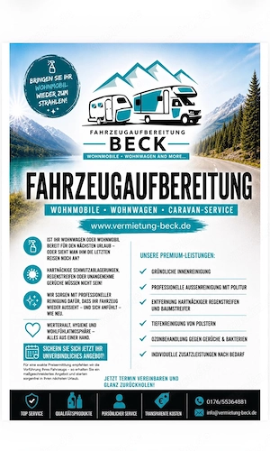 Aufbereitung Wohnwagen und Wohnmobil - innen und außen 