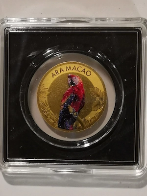 Goldmünze Papageien "Hellroter Ara" 1 1000 oz 999er Feingold mit Zertifikat