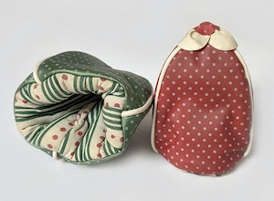 2 Eierwärmer gefüttert Stoff Retro DDR selten 1950 60er drucken