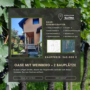 Haus in Kroatien, Slatina, mit Weinberg, über 2200m2