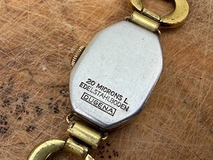 Dugena antike Damen Armbanduhr Mechanisch Handaufzug Läuft Glas Fehlt Bild 3