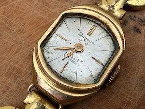 Dugena antike Damen Armbanduhr Mechanisch Handaufzug Läuft Glas Fehlt Bild 2
