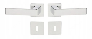 Innentuergriff mit Rosette Drueckergarnitur Tuergriff Tuerbeschlag Tuerklinke Set Glaenzendes Chrom
