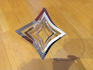 Windspiel, silbern, Raute, Gartendeko 