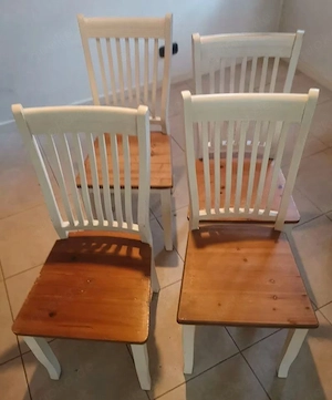 4 Holzstühle Landhausstil weiß natur