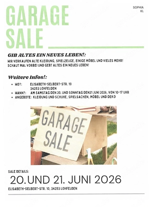 Garage-Sale in Lohfelden - 20. Juni 2026