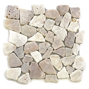 1 Fliesenmatte Natursteinmosaik Flussstein Creme 32 x 32 cm Setzen Sie Akzente! Dieses Mosaik mit
