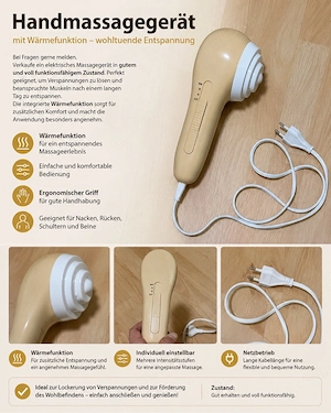 Elektrisches Handmassagegerät mit Wärmefunktion   ideal zum Entspannen
