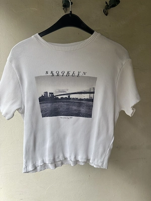 Clockhouse Weißes Rippen Crop Top Brooklyn Bridge
