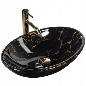 Typ: Arbeitsplatte Material: Sanit rkeramik Farbe: Marmor gl nzend schwarz gl nzend   Goldmuster  be