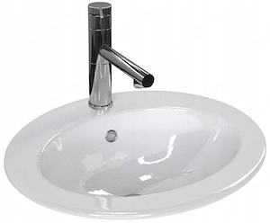 Waschbeckentyp: in die Arbeitsplatte eingelassen Farbe: Wei  Material: Sanit rkeramik Modell: mit  b