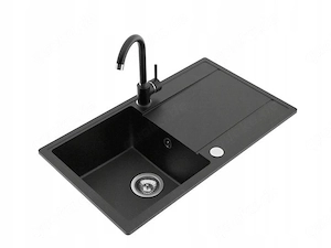 Granitsp le Komplettset mit SIPHON Mischbatterie Graphit