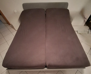 SLATTUM Bettgestell, gepolstert, Vissle dunkelgrau, 160x200 cm
