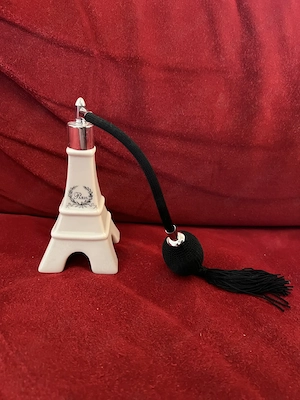 Eiffelturm Parfümzerstäuber Porzellan "Paris" NEU   mit Quaste, Vintage-Stil