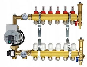 Heizkreisverteiler Messingverteiler f r 6-Kreis-Fu bodenheizung mit Esbe-Mischventil und Wilo-Pumpen