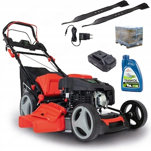 SCHEPPACH MS225 OHV 2021 53CM Benzin-Rasenm her mit BATTERIE-Starter-XXL-Set