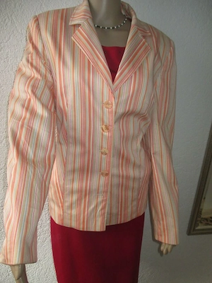 NEU Business Freizeit Streifen Anzug Kostüm Blazer Betty Barclay Gr. 40- 42  M mehrfarbig Pastell