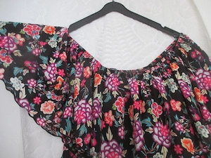 NEU Hippie Strand Blumen Blüten Flower Print Carmen Off Shoulder langes Maxi Kleid CALZEDONIA COBEY