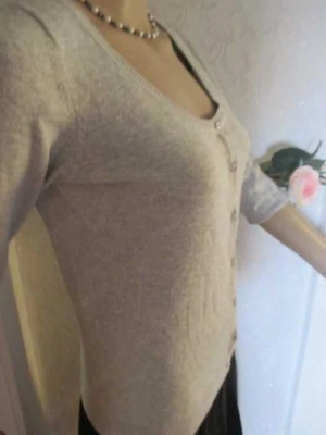 Klassisch edel Dreiviertel Arm Bodycon Fein Strickjacke Cardigan oder Pullover ZARA 34-38  XS-S grau