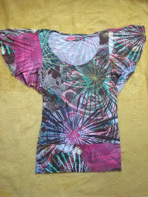 NEU Graffitti Print Hippie- Style Fächer Kurzarm T- Shirt Tunika Desigual Gr. 36- 38  S bunt