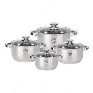 Premium-Set mit 4 Verso-Edelstahlt pfen, 8-teilig, mit Deckel