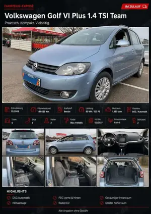 Volkswagen Golf Plus Golf VI Plus 1.4 TSI Team Automatik StzHzg PDC