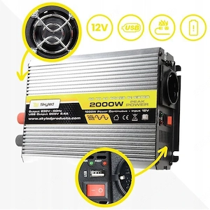 Technische Daten: Konvertertyp: Vollsinus Momentanleistung: 2000 W Dauerleistung: 1000 W Batteriespa