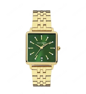 Violet Hamden Damen Uhr Gold Grün   Rechteckiges Zifferblatt mit Box