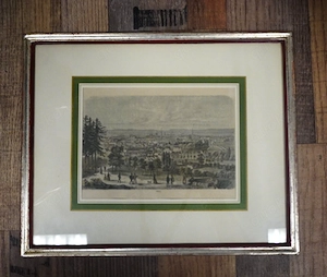 Wandbild, antiker Holzstich, Panoramaansicht der Stadt Zürich