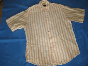 NEUw Business Freizeit Leinen Streifen Kurzarm Hemd BARISAL Gr. 39- 40  S- M 48- 50 terra lachs