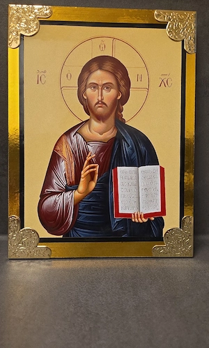 Orthodoxe Ikone Jesus Christus auf Holz - 18 cm x 24 cm