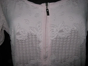 NEU Edel Häckel Spitze Kurzarm T- Shirt Cardigan Jäckchen BIBA by ESCADA 44- 46  L rosé rosquarz