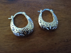 Ohrringe 925 Silber oval mit Cutouts