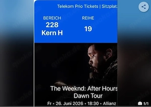 The Weeknd München 1 Sitzplatz Karte Mittelrang 26.06.2026