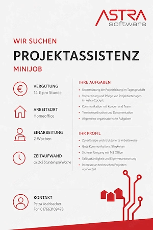 Wir suchen Verstärkung!  Dateneingabe technische Verwaltung  Home Office