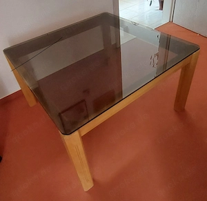 COUCHTISCH 80 cm x 80 cm mit schwerer Rauchglasplatte