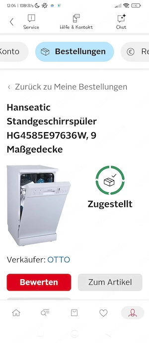 Hanseatic Standgeschirrspüler 9Gedecke. 