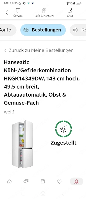 Hanseatic Kühl Gefrierkombination 111  in Eisenach an Selbstabholer 