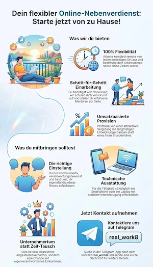 Freiberufliche Tätigkeit. Remote-Arbeit von jedem Ort der Welt aus.