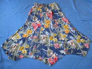 NEU Blumen Blüten Festival Hippie Stye DESIGNER Zipfel Teller A-Linie High Waist Midi Rock 36-38 S