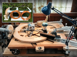 Komplettes Produktions-Setup für runde Holz- und Spiegelrahmen