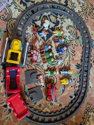 Großes Playmobil 123 SET Zug Bahnhof Wagon Motorrad