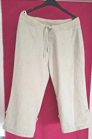 Sommerhose für Damen Gr. M 38 40, Leine Baumwolle, naturbeige, gebraucht